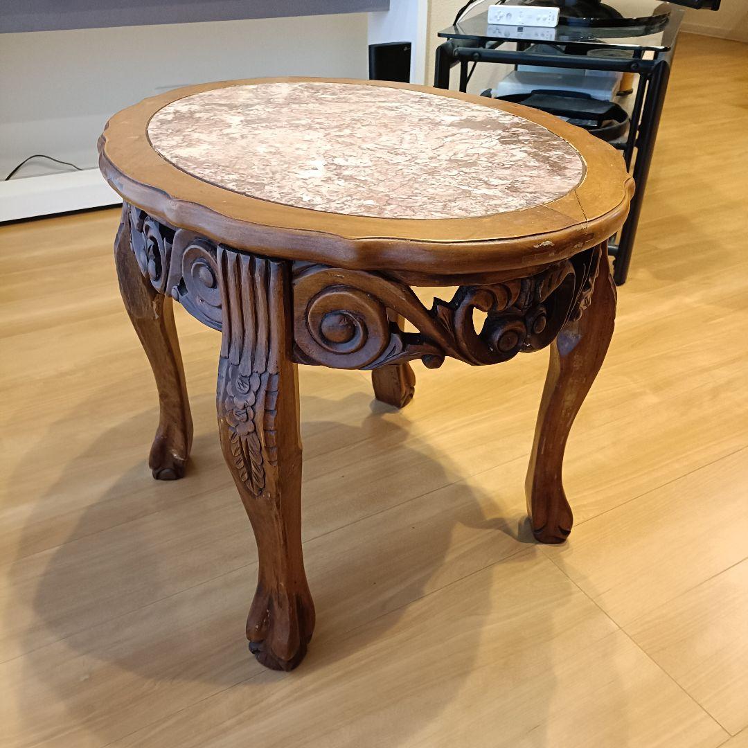 大理石 サイドテーブル 猫脚 アンティーク ヴィンテージ ロココ 飾り 西洋家具