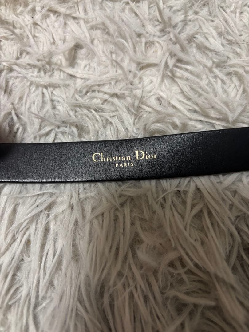 Christian Dior ブラックレザーベルト CDロゴ