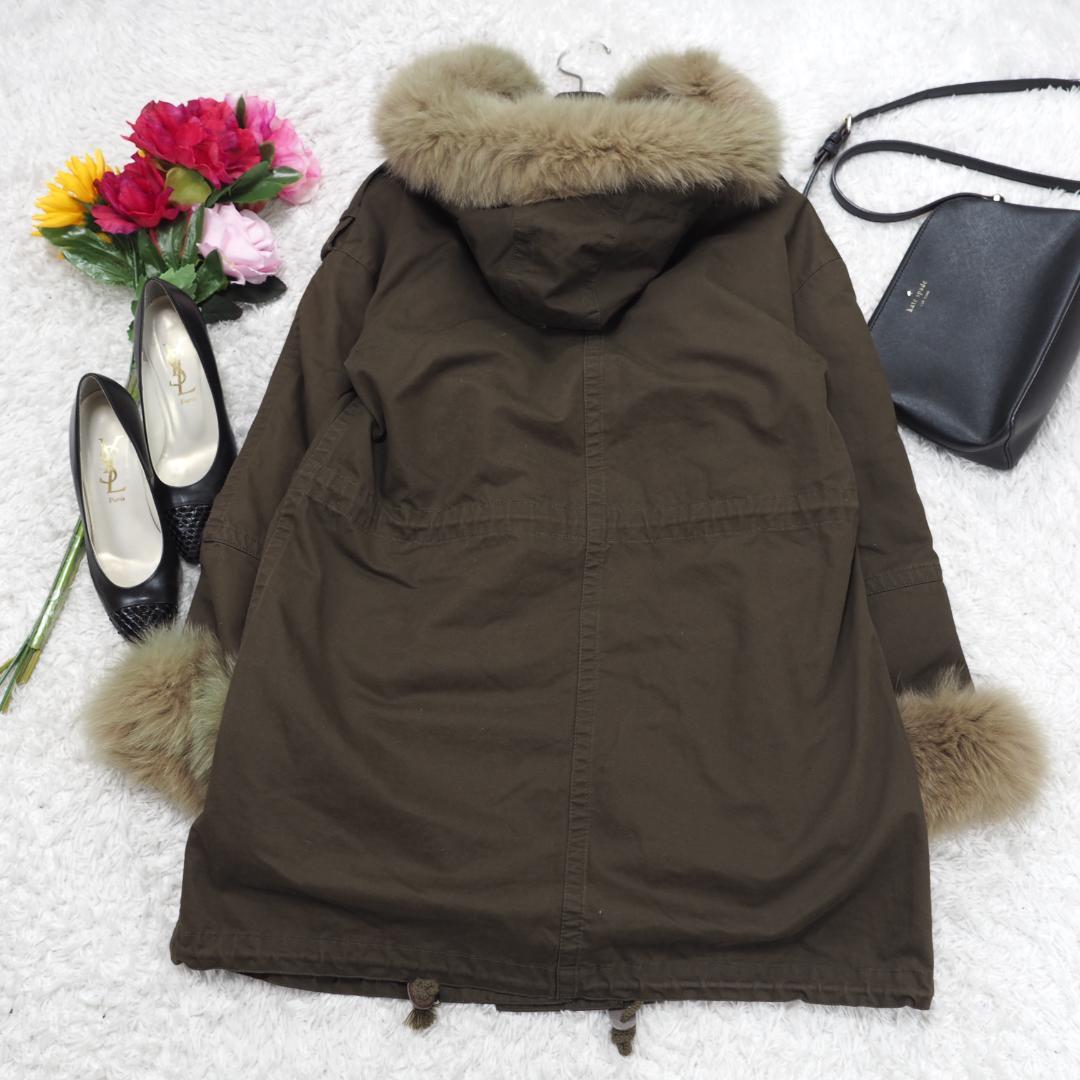 G6884*anatelier アナトリエ☆Aライン☆ファー☆コート☆カーキ