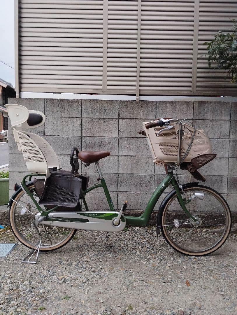 【ブリジストン】緑色シティサイクル チャイルドシート付き 子供乗せ自転車