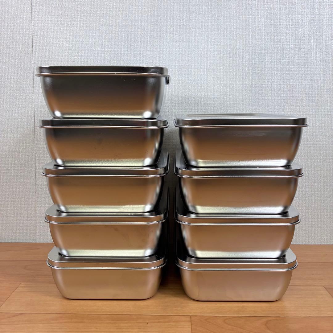 【美品】ステンレス 保存容器 バット 蓋付き 9個セット 業務用