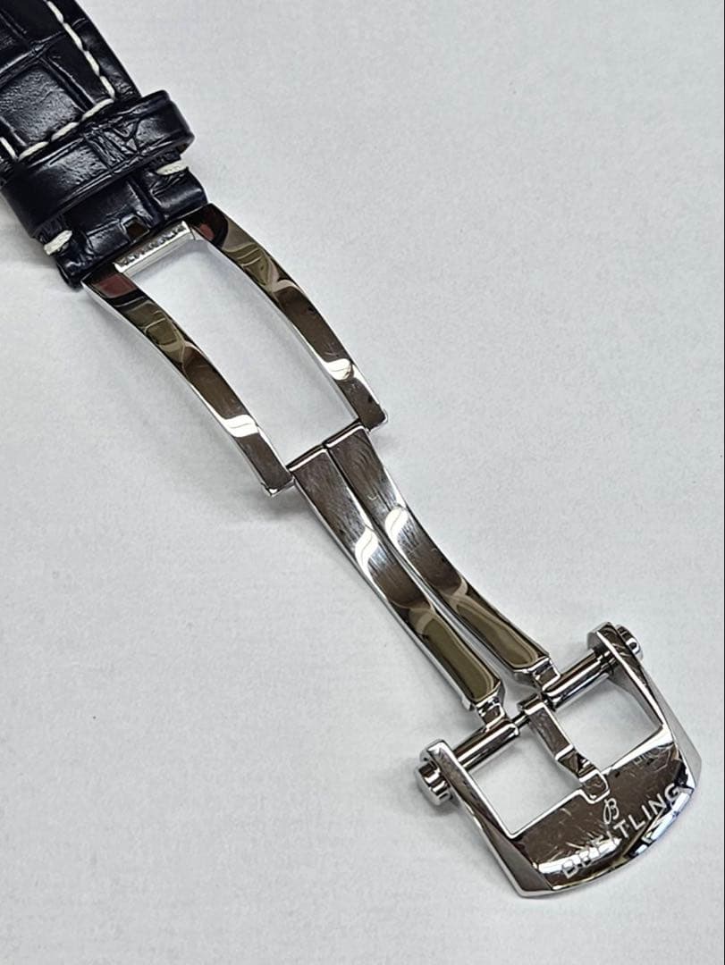 だいちゃん ブライトリング Dバックル レザーベルト 紺22-18 純正品