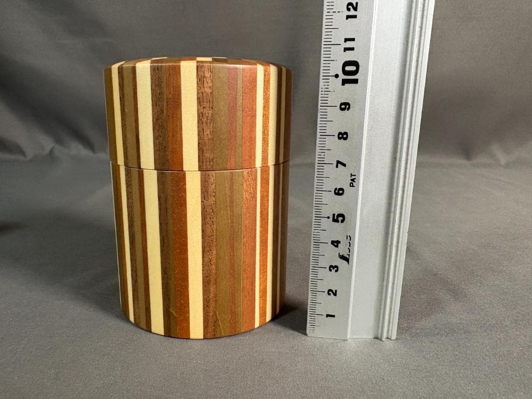 未使用品 箱根寄木細工 茶筒 木製容器 円筒形