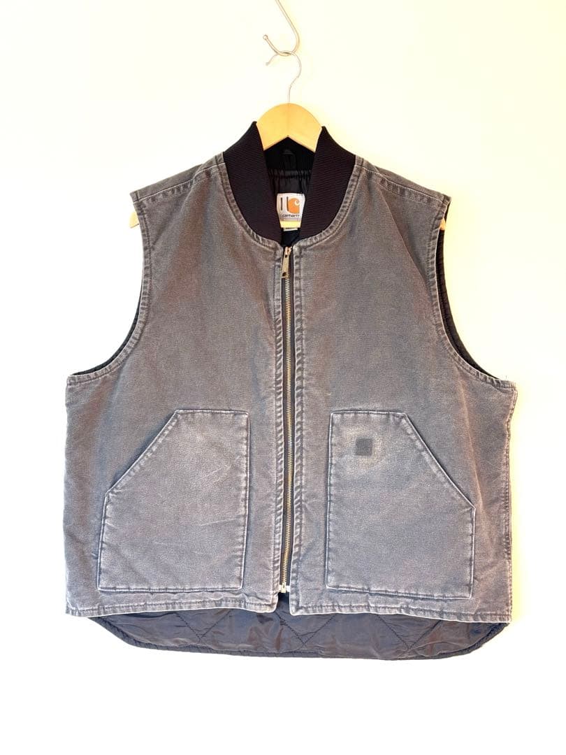 【大人気】良品 カーハート ダックベスト XL グレー フェード ヴィンテージ
