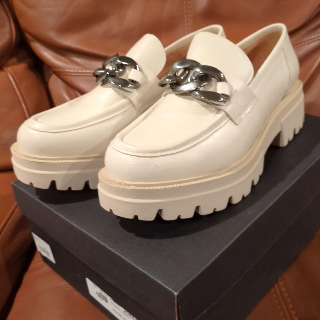 BONTRE　本革　白　ローファー　24.5厚底　新品