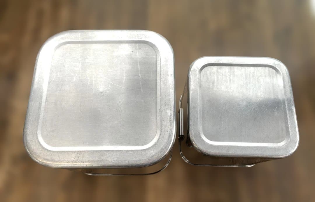 ユキワ 18-8ステンレス 角深型キッチンポット 5個セット 手・目盛・蓋付 ①