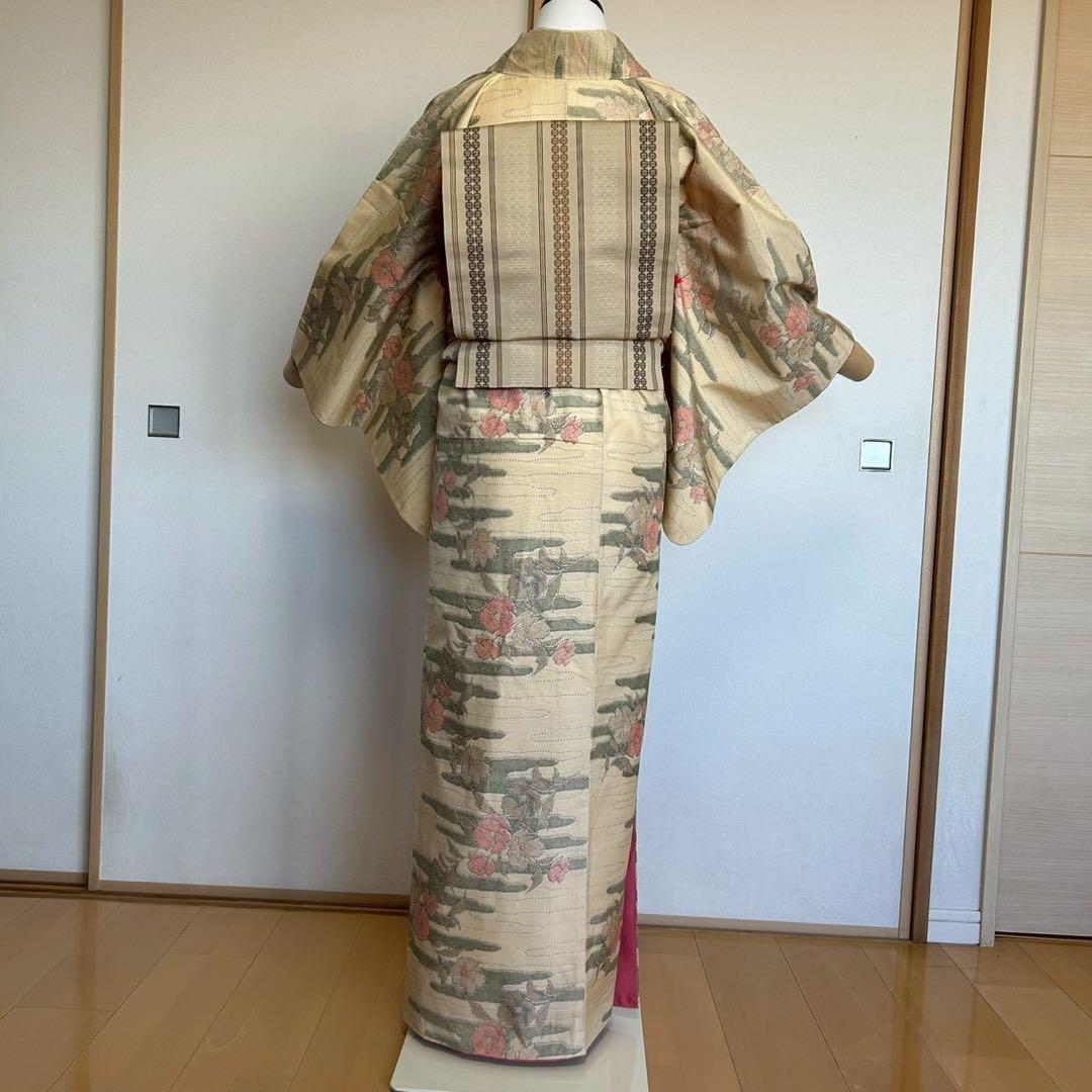 グ*マ様 モ46 未使用近い　美品　袷　正絹　白大島　白紬　大島紬　フルセット