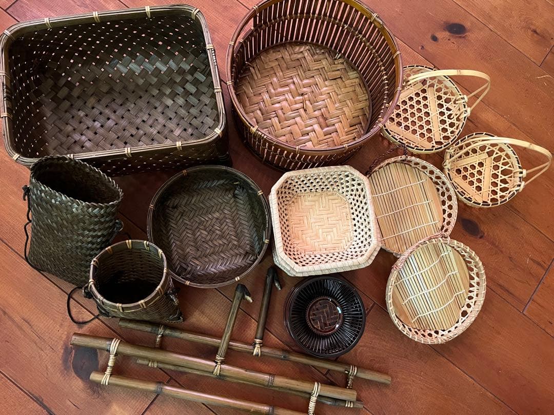 昭和レトロ　竹細工　まとめ売り　￼竹籠　茶托