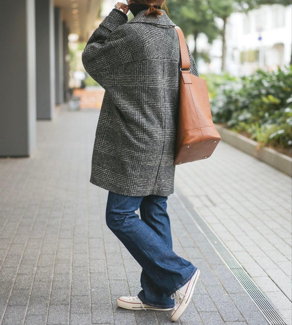 【極美品】Spick & Span Wスライバーチェックハーフコート　38