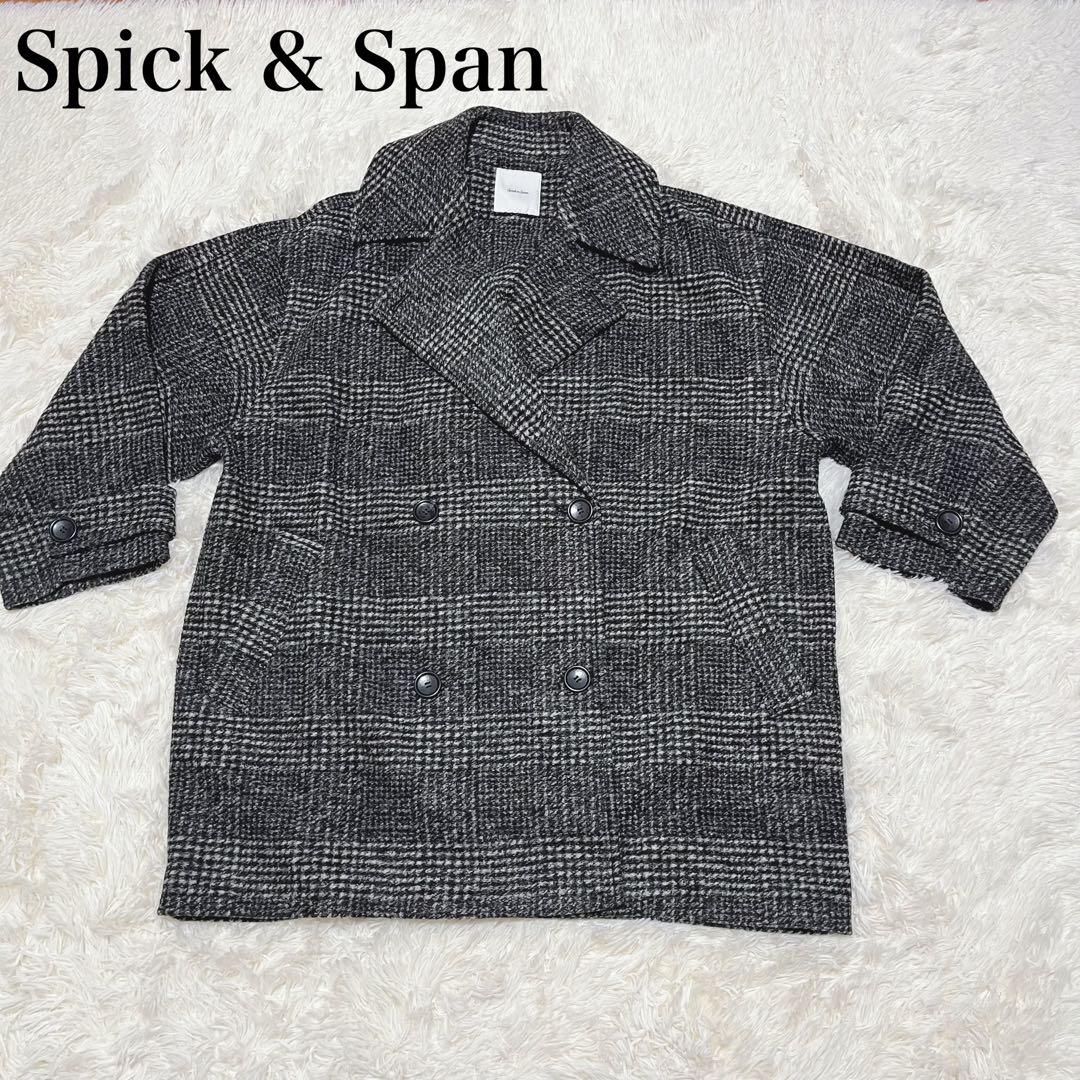 【極美品】Spick & Span Wスライバーチェックハーフコート　38