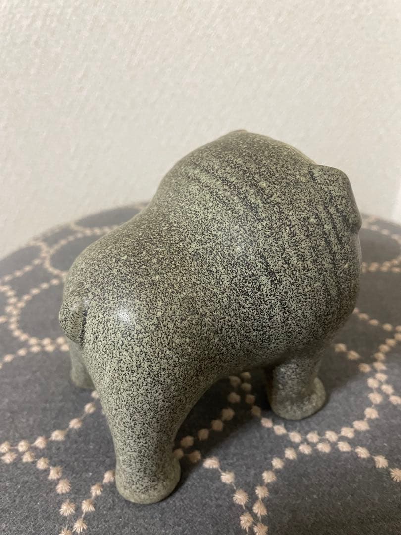 リサラーソン 置物 ケンネル ブルドッグ（中）グレー &ベージュ　2点セット　犬