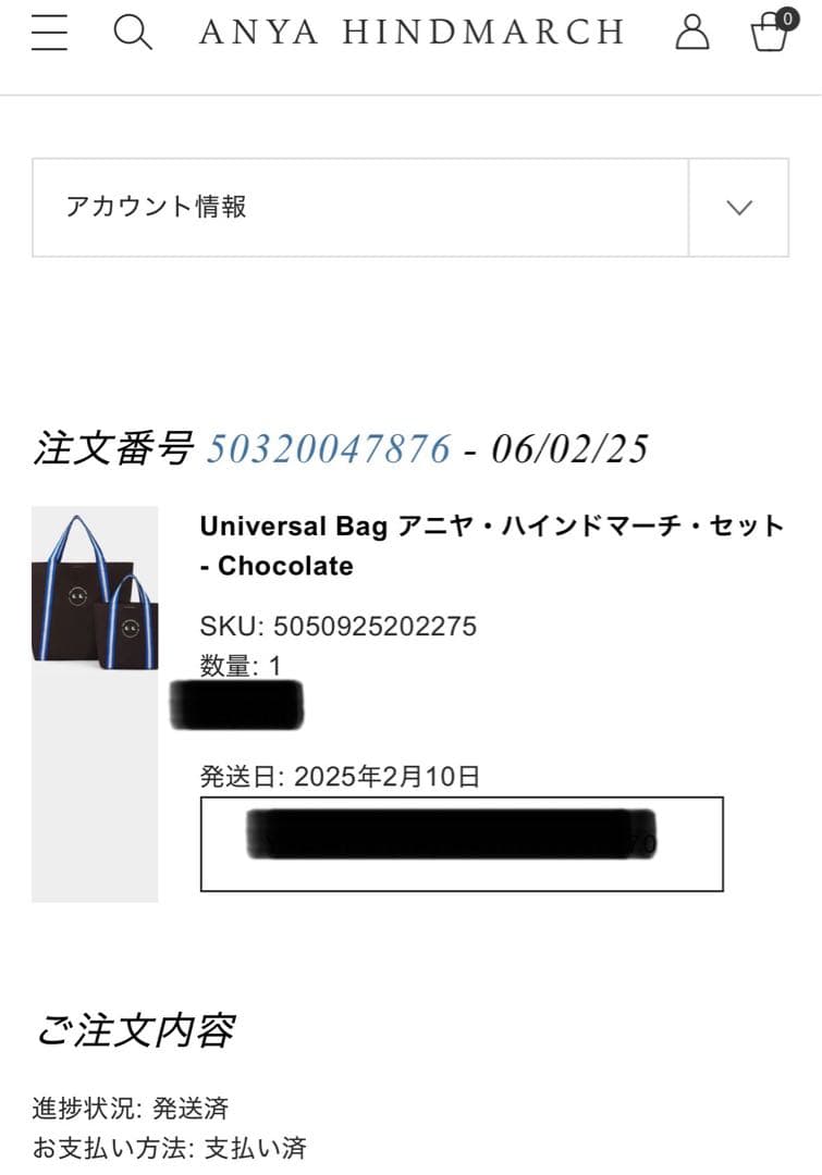 アニヤハインドマーチ　ユニバーサルバッグ　ミニ