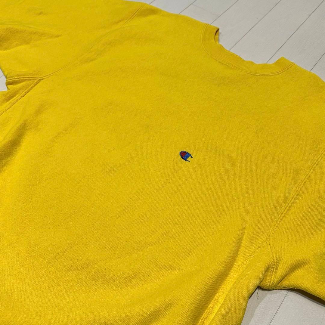90s USA製 チャンピオン リバースウィーブ イエロー 黄色 無地 XL