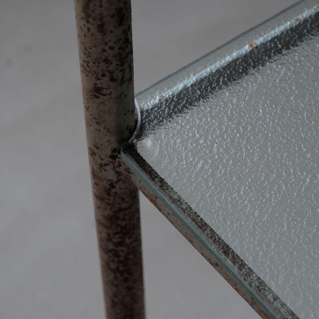 古いガラストップワゴン　棚 シェルフ 収納 古家具 古道具 アンティーク レトロ