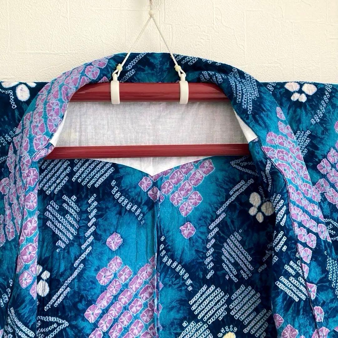 椿★ 有松絞り浴衣・有松鳴海絞り 大輪花模様　上質　N7-16