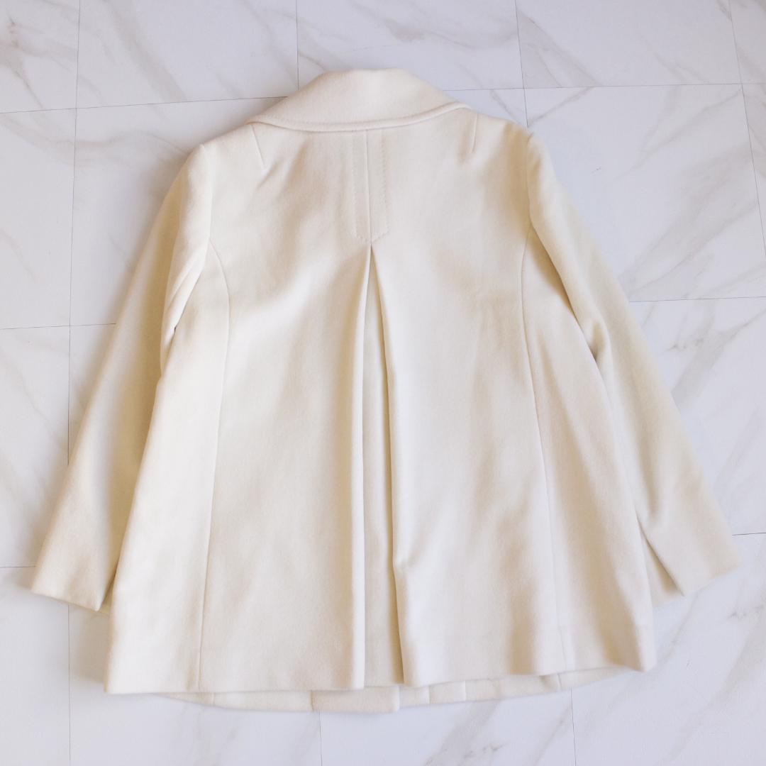 【大きいサイズ】23区 アンゴラ混ピーコート 48 アイボリー ウール