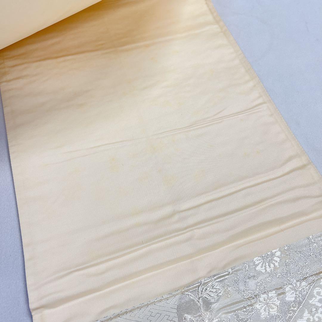 袋帯　正絹　銀糸　亀甲　華紋　唐花模様　檜垣　道長取り　着物　054t