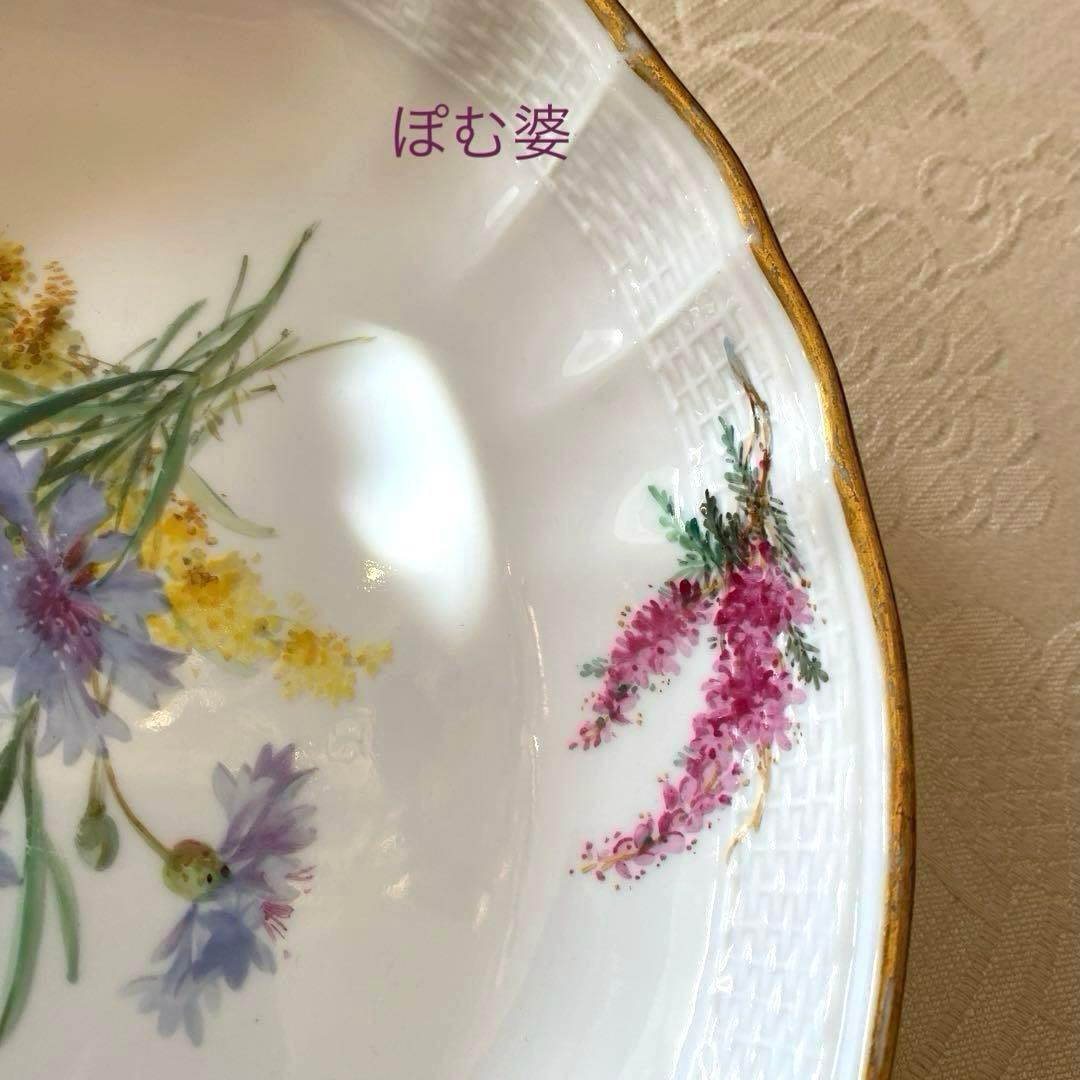【古マイセン】印象主義 自然主義 ②／楕円深皿 プレート 「花と蝶」