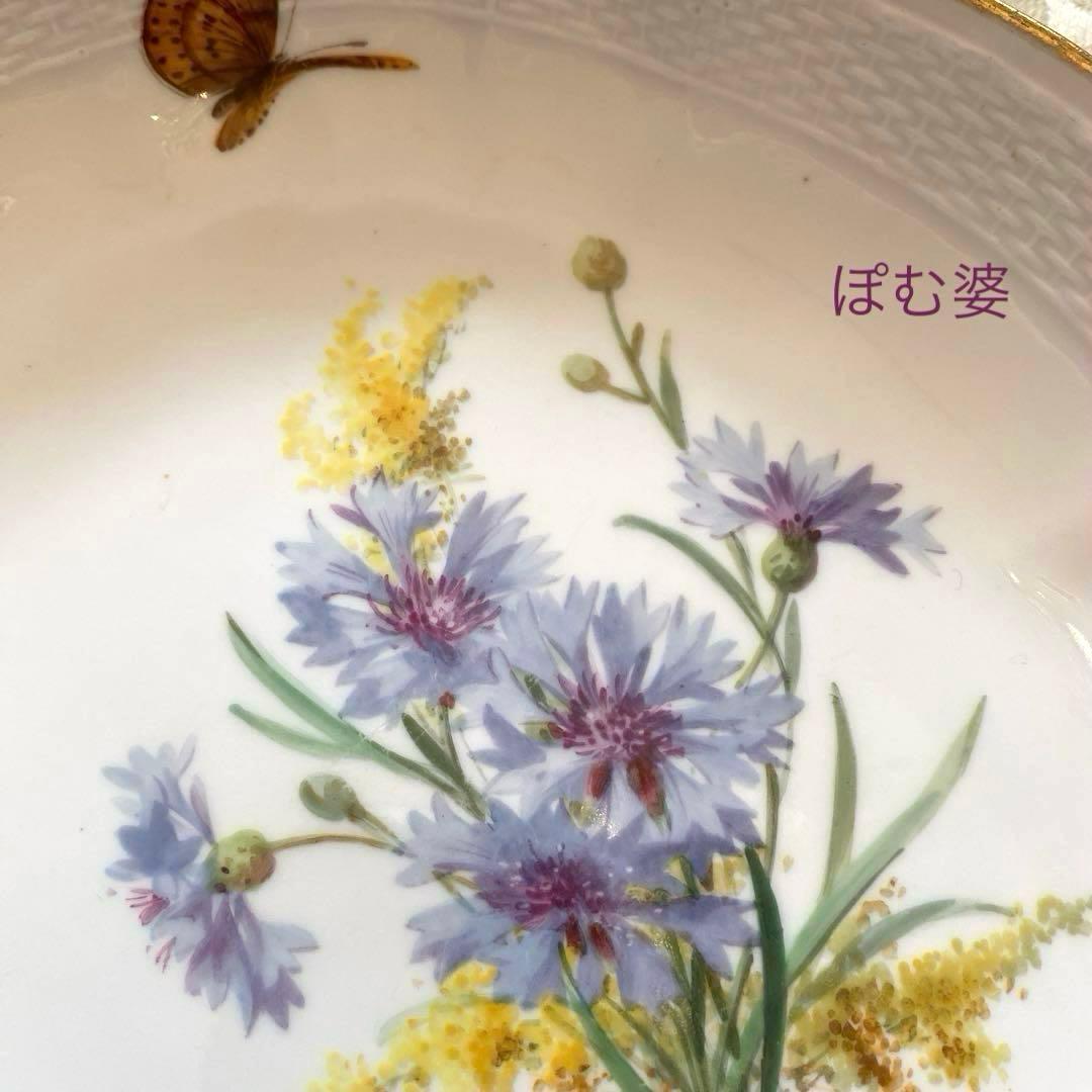【古マイセン】印象主義 自然主義 ②／楕円深皿 プレート 「花と蝶」