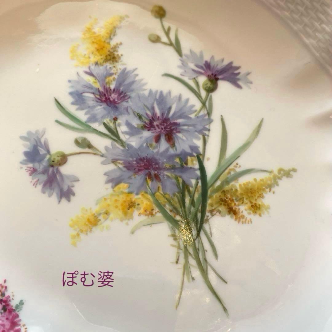 【古マイセン】印象主義 自然主義 ②／楕円深皿 プレート 「花と蝶」