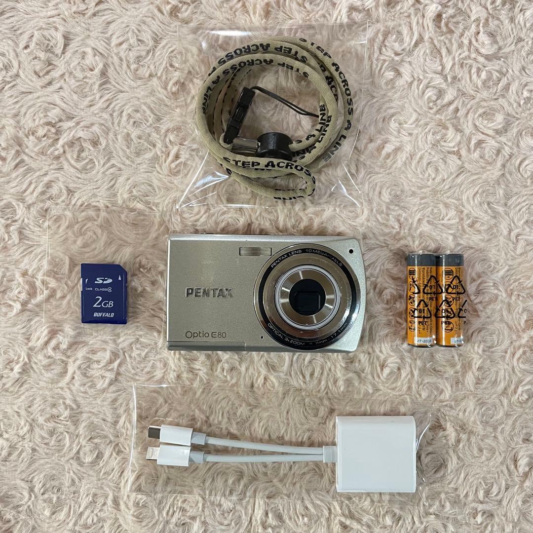 スマホ転送OK✨PENTAX Optio E80✨動作確認済 単三電池 可愛い♪