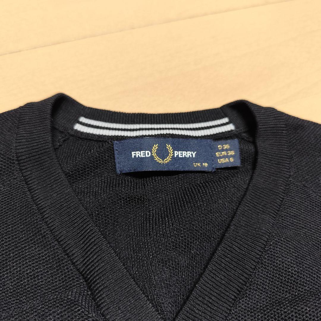 極美品 フレッドペリー × レイビームス / 別注 Vネックカーディガン 黒