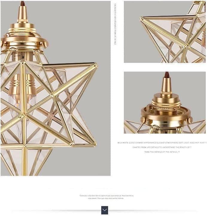 【M2229-90-63】星形ガラスペンダントライト 真鍮アンティーク