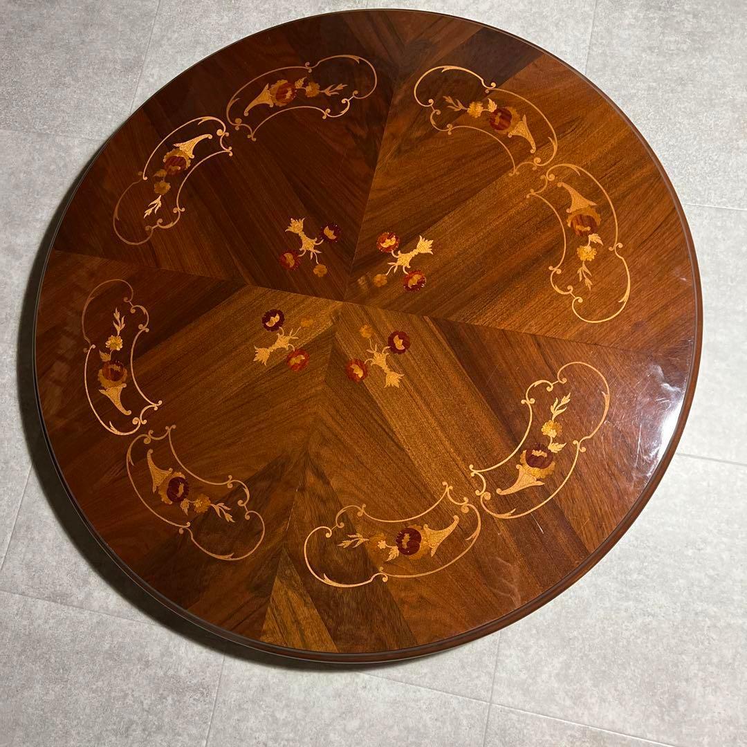 高級✨　木製　ダイニングテーブル　椅子　セット　アンティーク　艶　象嵌　イタリア