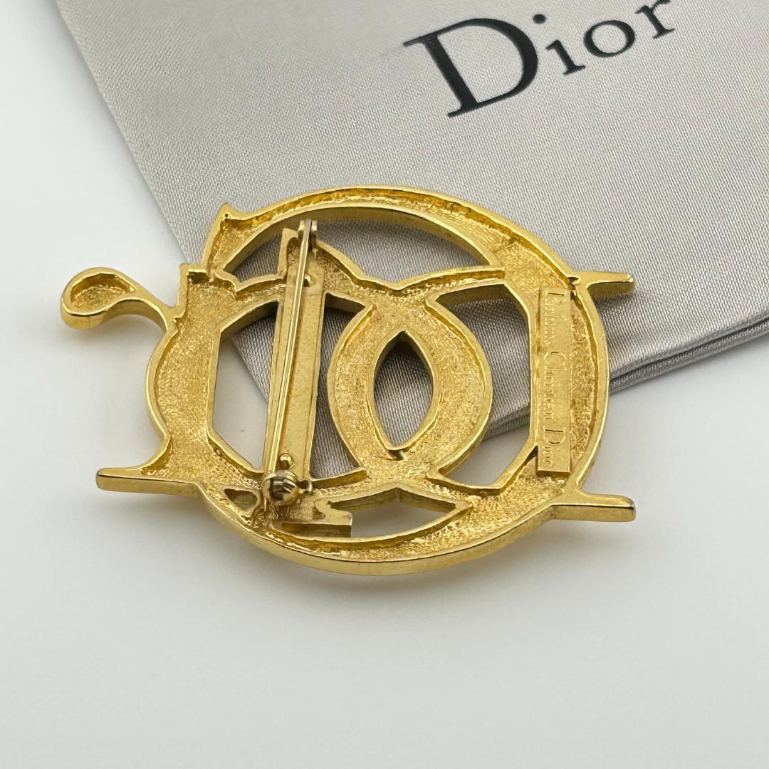 【美品】Christian Dior クリスチャンディオール CDロゴ ブローチ