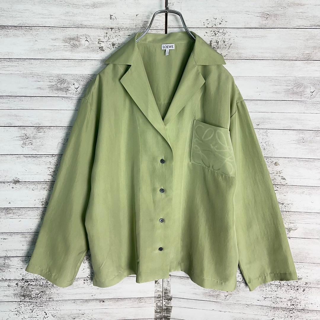 11617【美品・人気モデル】ロエベ　アナグラム　オープンカラー長袖シャツ