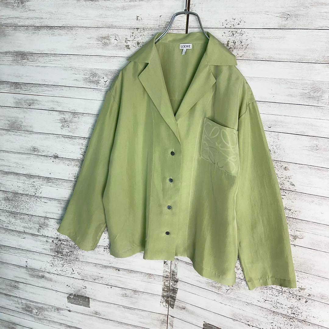 11617【美品・人気モデル】ロエベ　アナグラム　オープンカラー長袖シャツ