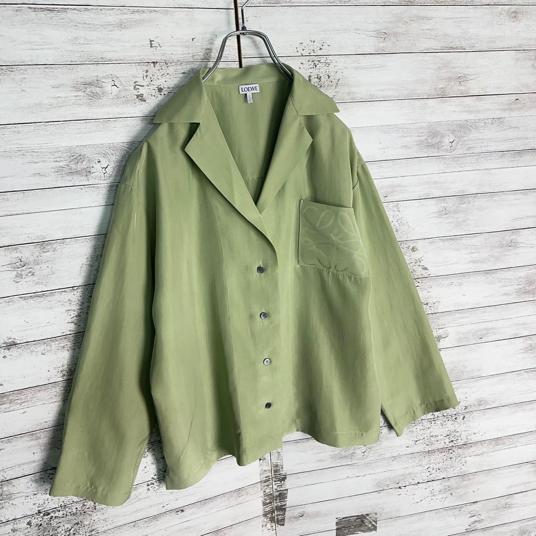 11617【美品・人気モデル】ロエベ　アナグラム　オープンカラー長袖シャツ