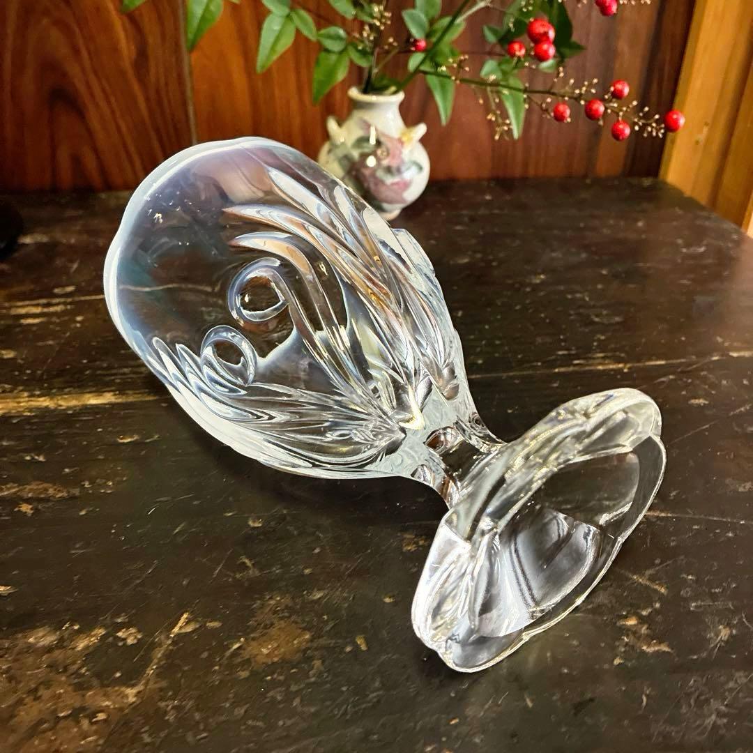 骨董　レトロ　乳白色暈し　ハートプレス紋　チューリップ型　パフェグラス　氷コップ