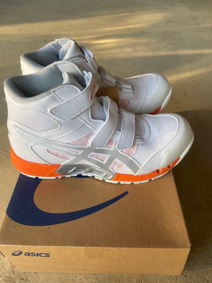 ASICS ハイカット安全靴 ホワイト/オレンジ