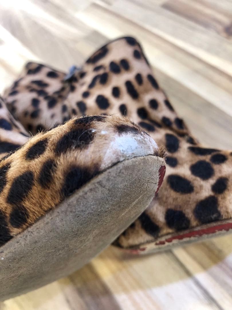 Christian Louboutin ヒョウ柄 ハラコ ブーティ レオパード