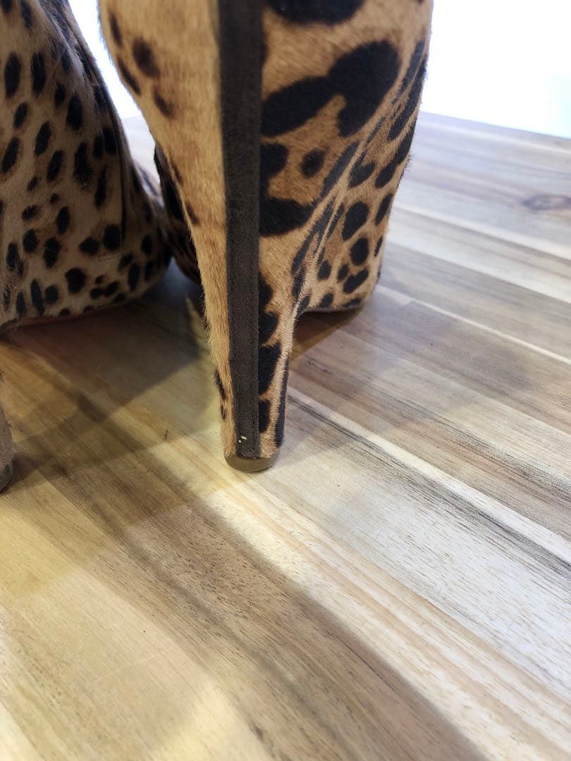 Christian Louboutin ヒョウ柄 ハラコ ブーティ レオパード