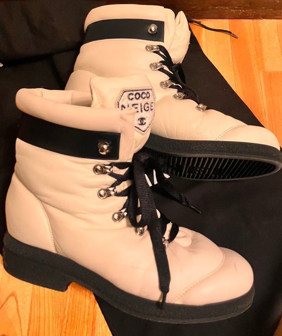 CHANEL ココネージュ　ラムレザー　レースアップシューズ　38