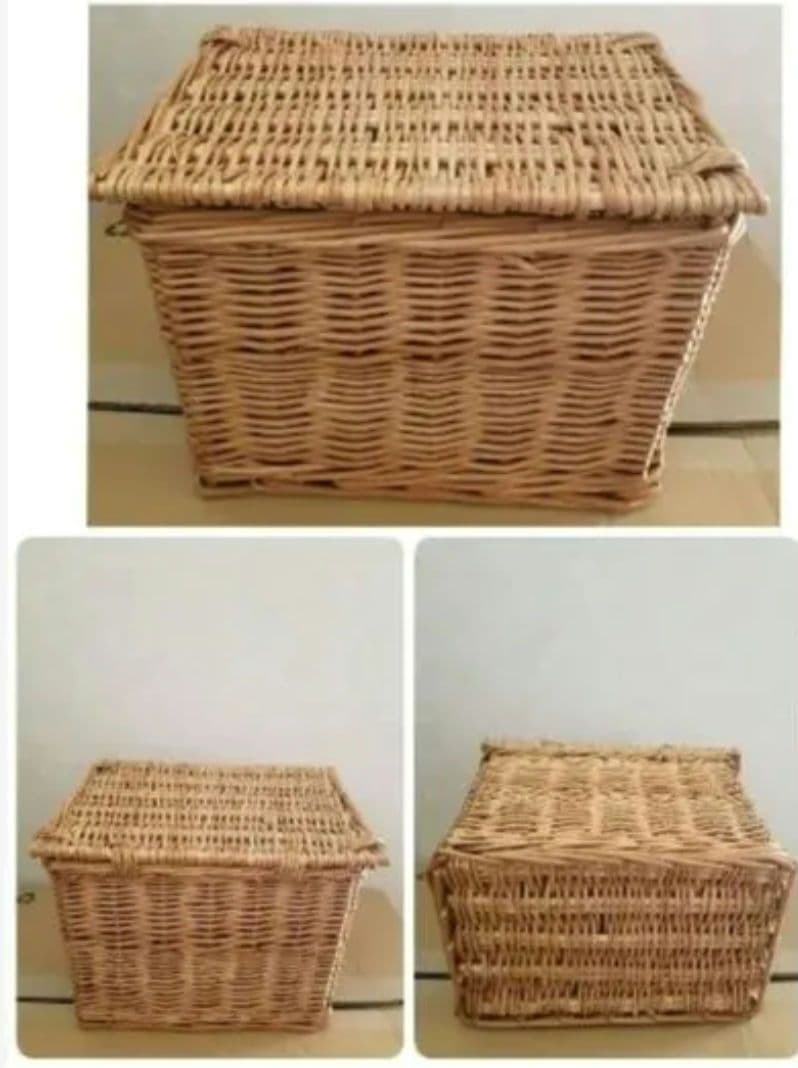 蓋付きバスケット大小/持ち手付きかご