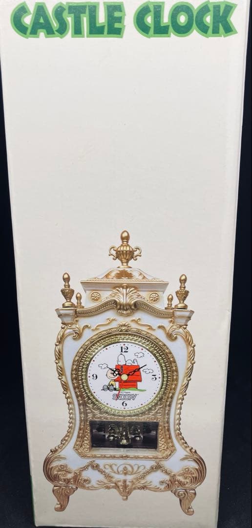 スヌーピー キャッスルクロック 置時計 ホワイト　ゴールド