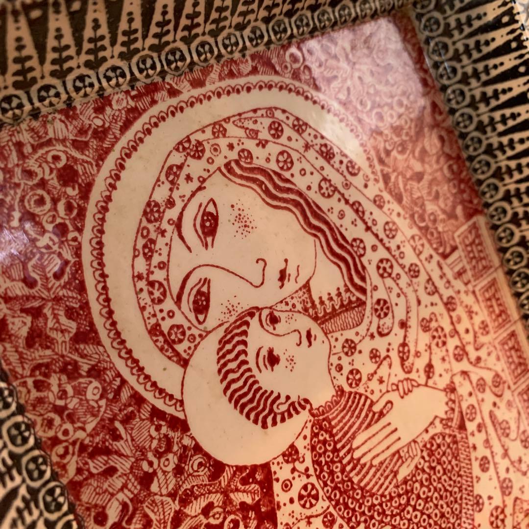 デンマーク製　激レアビンテージのニモール窯のマリア様の壁掛けプレート！綺麗です！