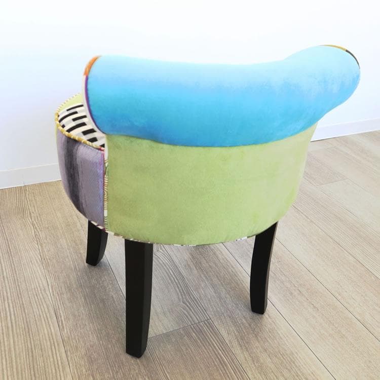 パッチワークチェア カラフルブルー