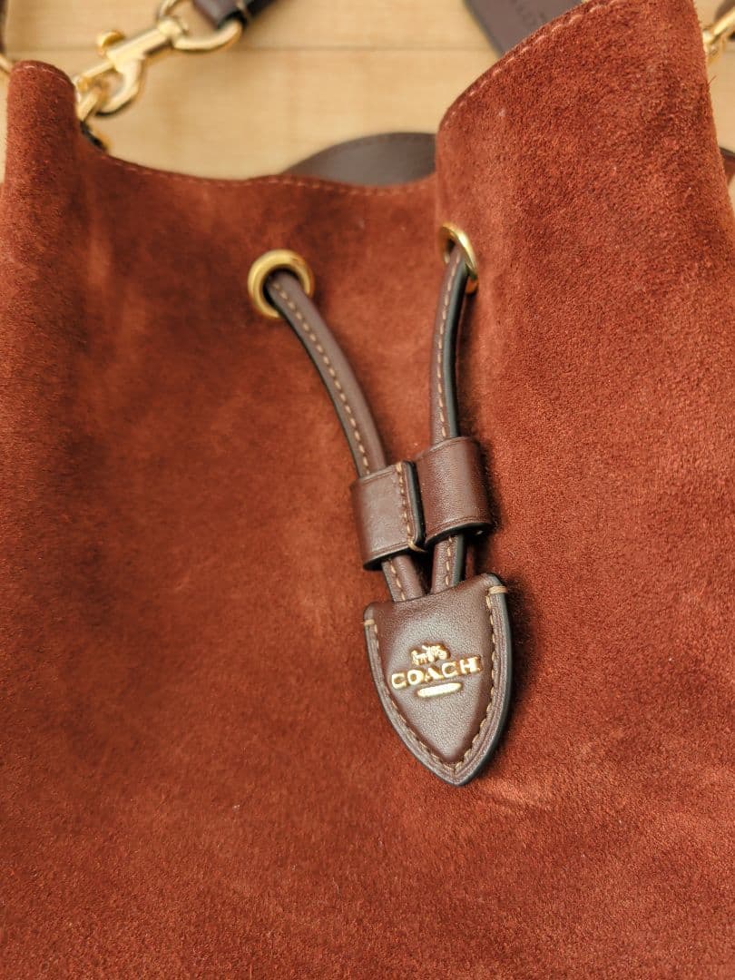 COACH ブラウン スエード バケツ型ショルダーバッグ