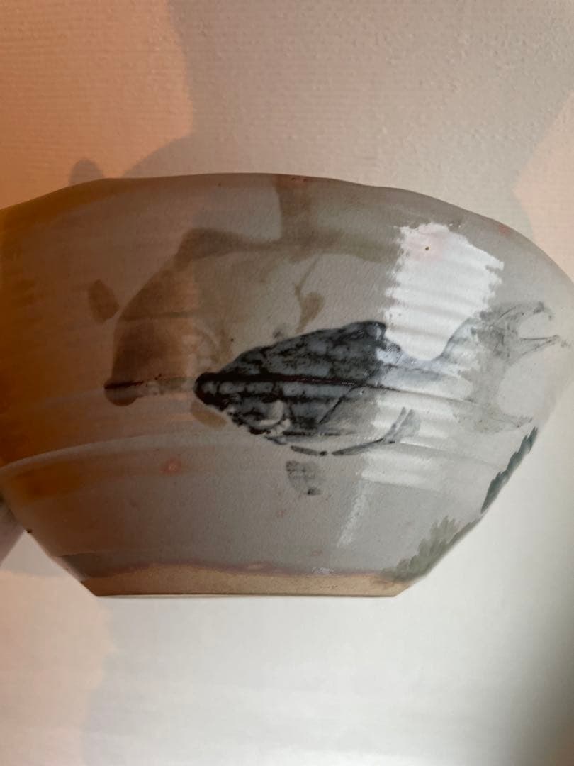 【骨董】五代　清水六兵衛造　清水焼　繒御本鉢　大鉢　魚模様