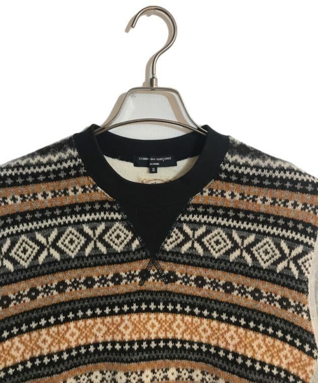 COMME des GARÇONS 幾何学模様 Vネックセーター