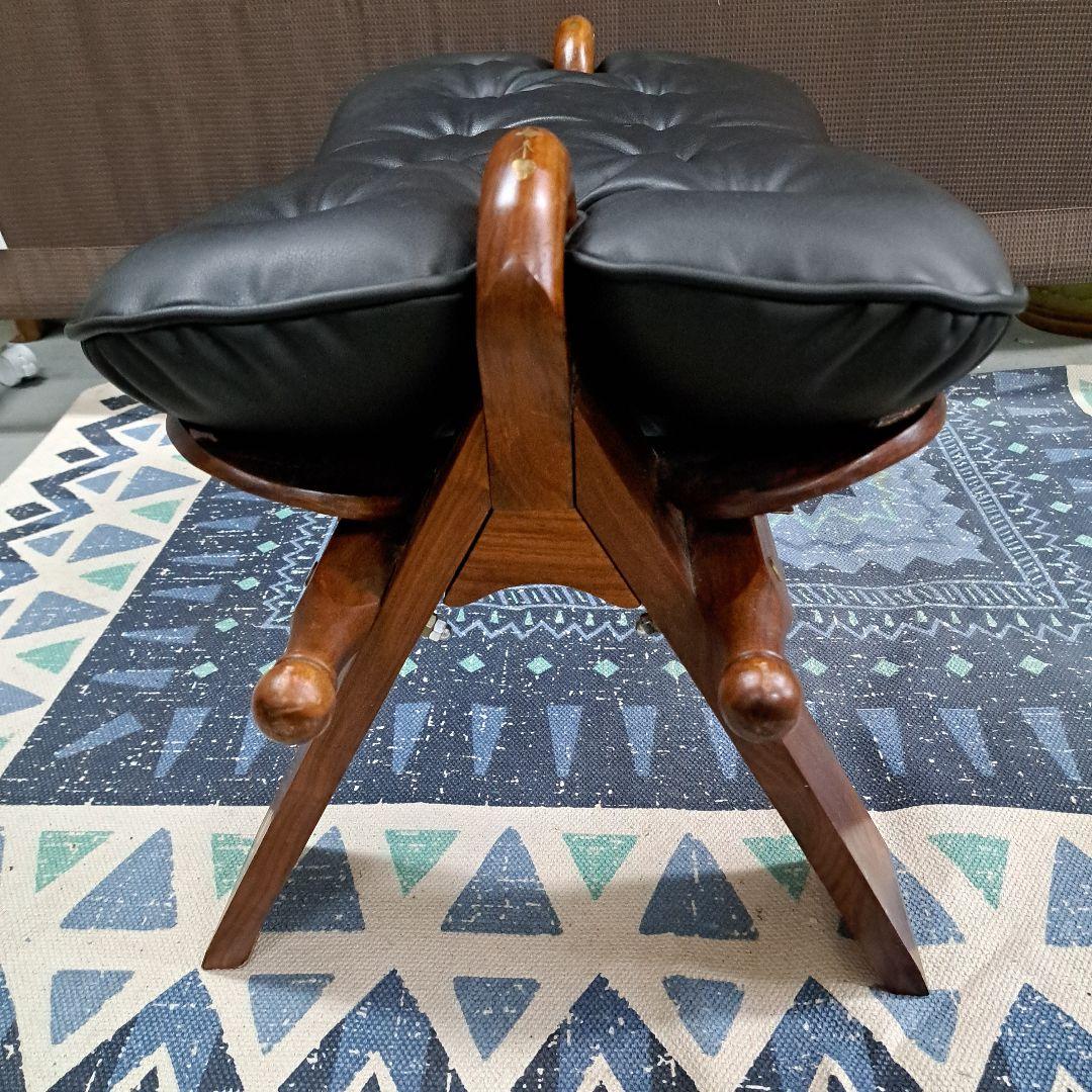 ♡アンティーク　象嵌 　金彩 オットマン チェア スツール 鞍型 黒♡