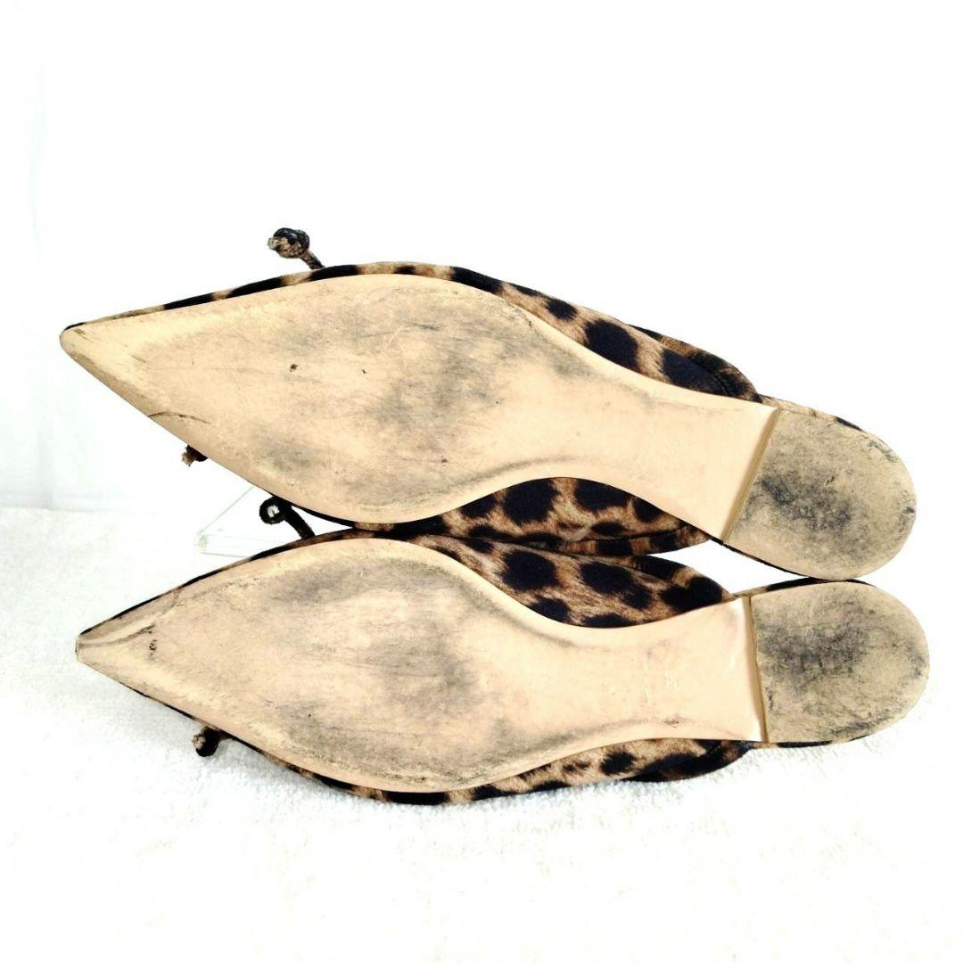 美シルエット！ピッピシック レオパード ヒョウ柄 ポインテッドトゥ ミュール