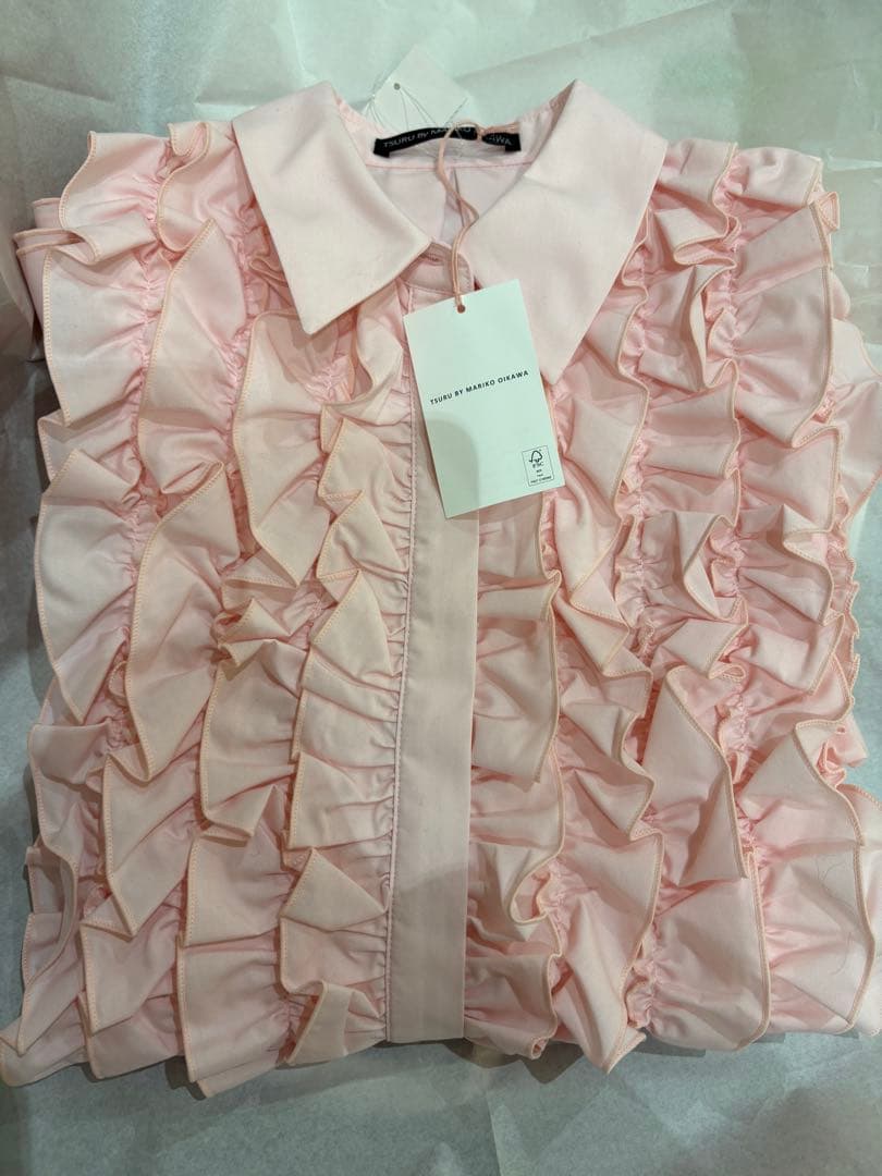 TSURU By MARIKO OIKAWA ピンクフリル長袖シャツ