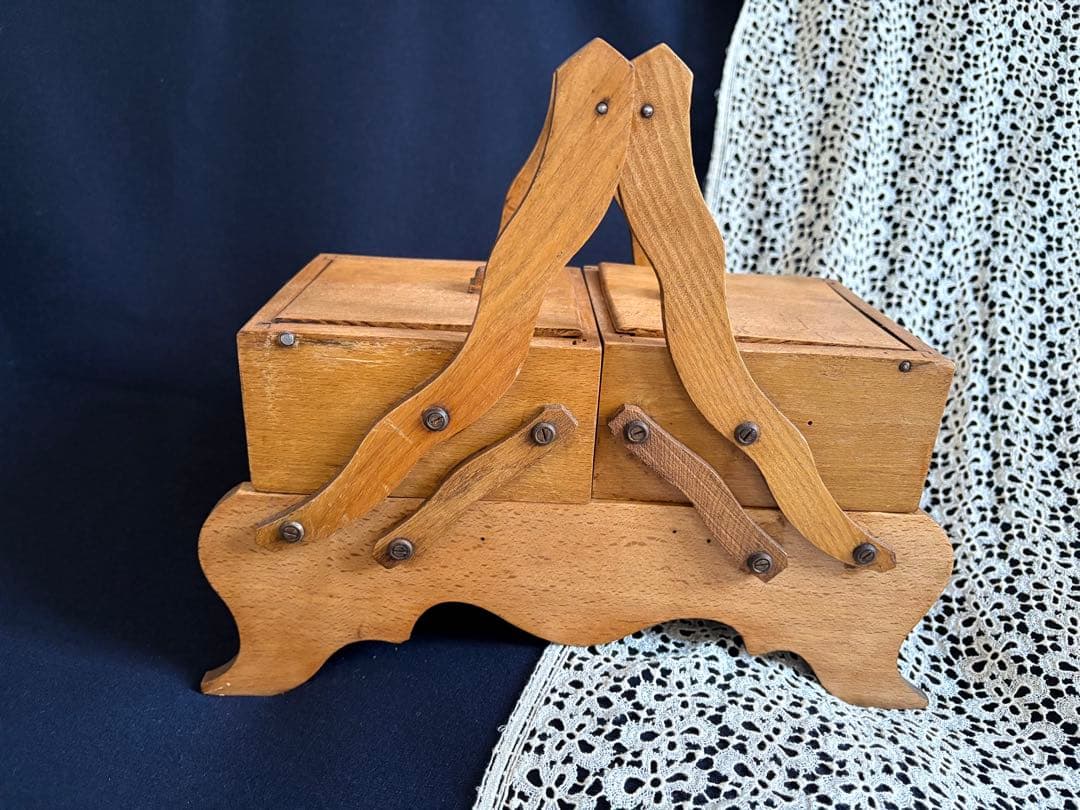 おままごと 木製ソーイングボックス お裁縫箱 フランスアンティーク