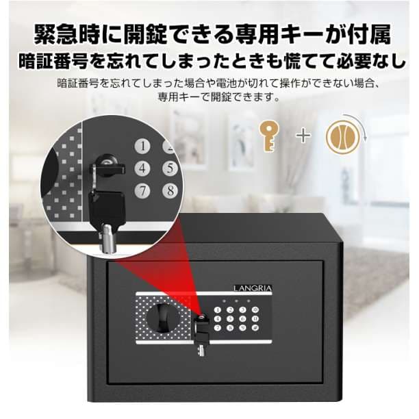 金庫 9.9L 家庭用 テンキー セキュリティボックス おしゃれ