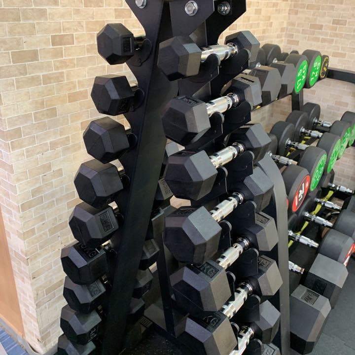 ダンベルスタンド& ヘックスラバーダンベル　1kgから10kg